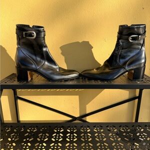 Alessandro Vasini “Juan” Black Ankle Boots with Buckle Detail